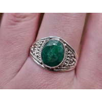 Echt zilveren ring met Smaragd